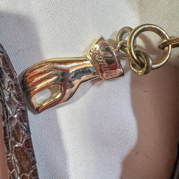 Vintage 80s/90s Exotic Skin Crescent Shoulder Bag - Dark Burgundy Reptile Print - Picture 4 of 4